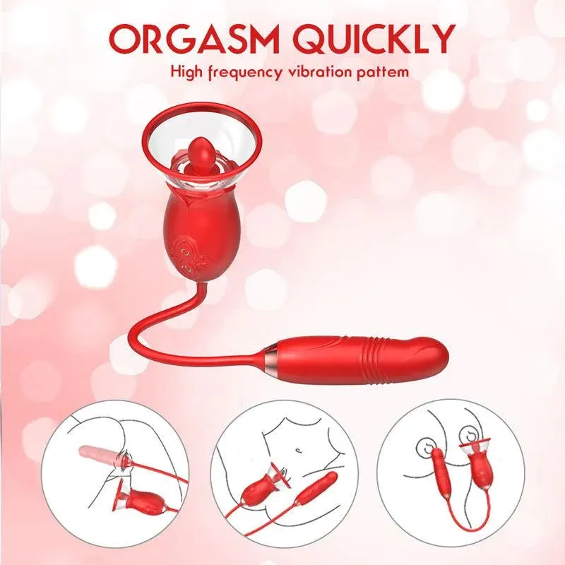 3-In-1 Multiple Pleasure Rose Toy Vibrator for Women