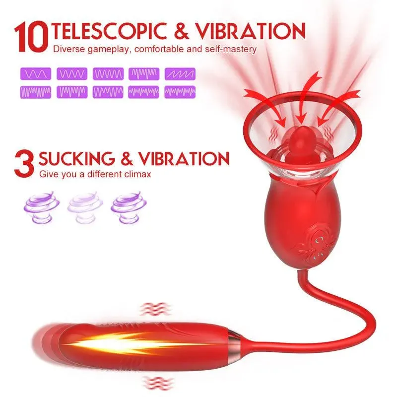 3-In-1 Multiple Pleasure Rose Toy Vibrator for Women