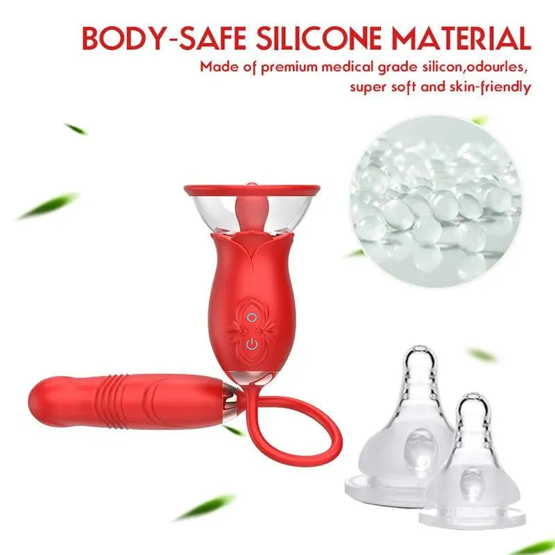 3-In-1 Multiple Pleasure Rose Toy Vibrator for Women