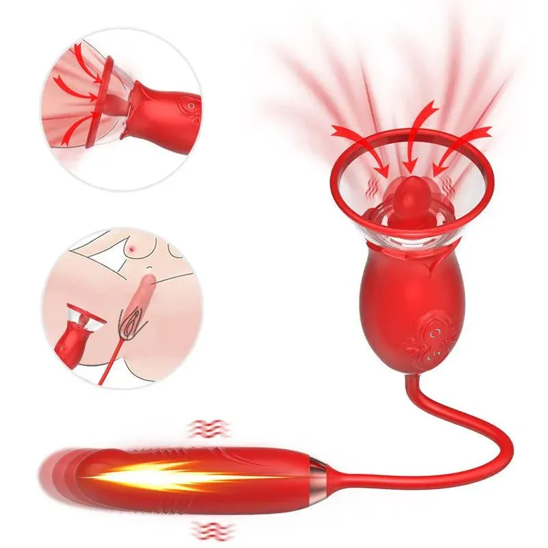 3-In-1 Multiple Pleasure Rose Toy Vibrator for Women