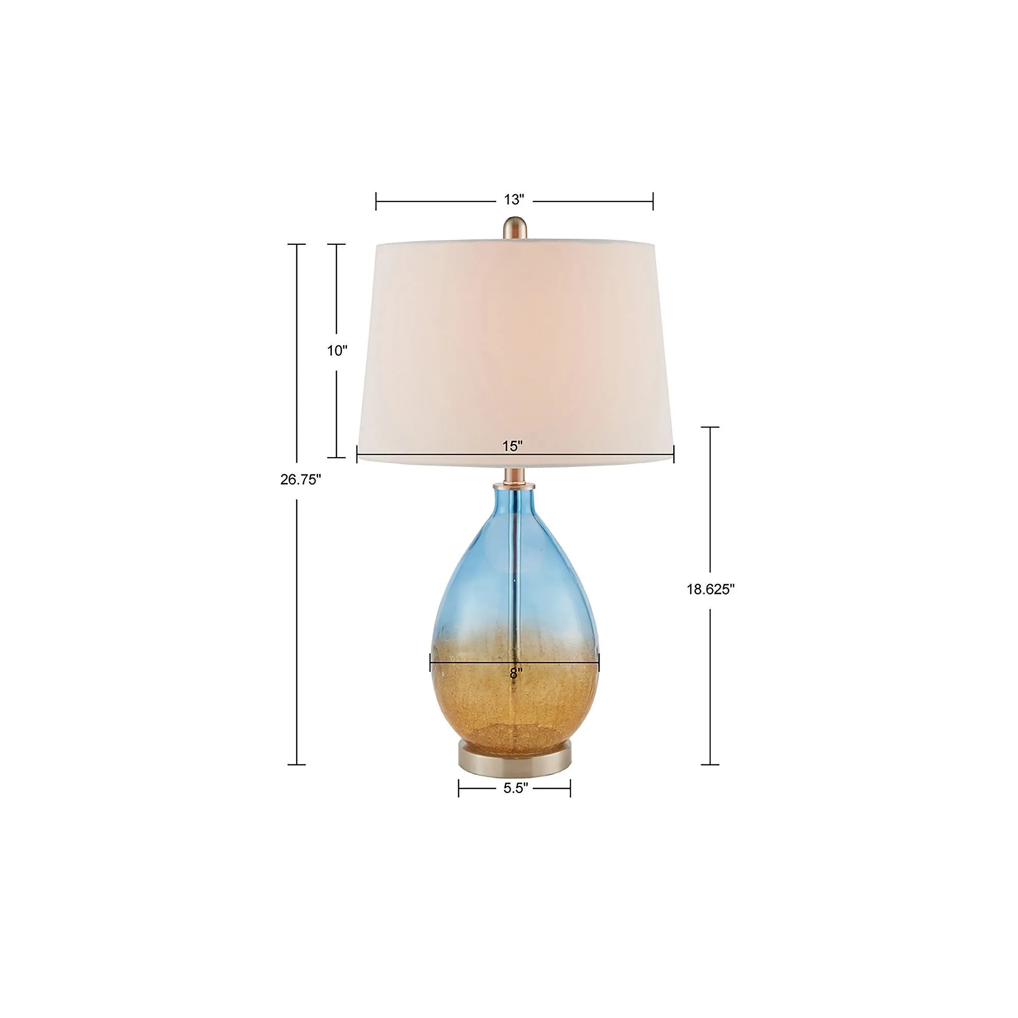 510 Design Cortina Set Of 2-Pc Glass Table Lamp - BLUE ONE SIZE
