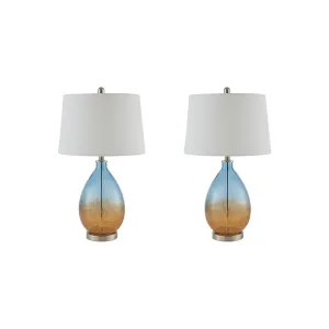 510 Design Cortina Set Of 2-Pc Glass Table Lamp - BLUE ONE SIZE