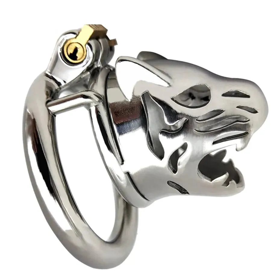 60mm Tiger Head Cock Chastity Cage