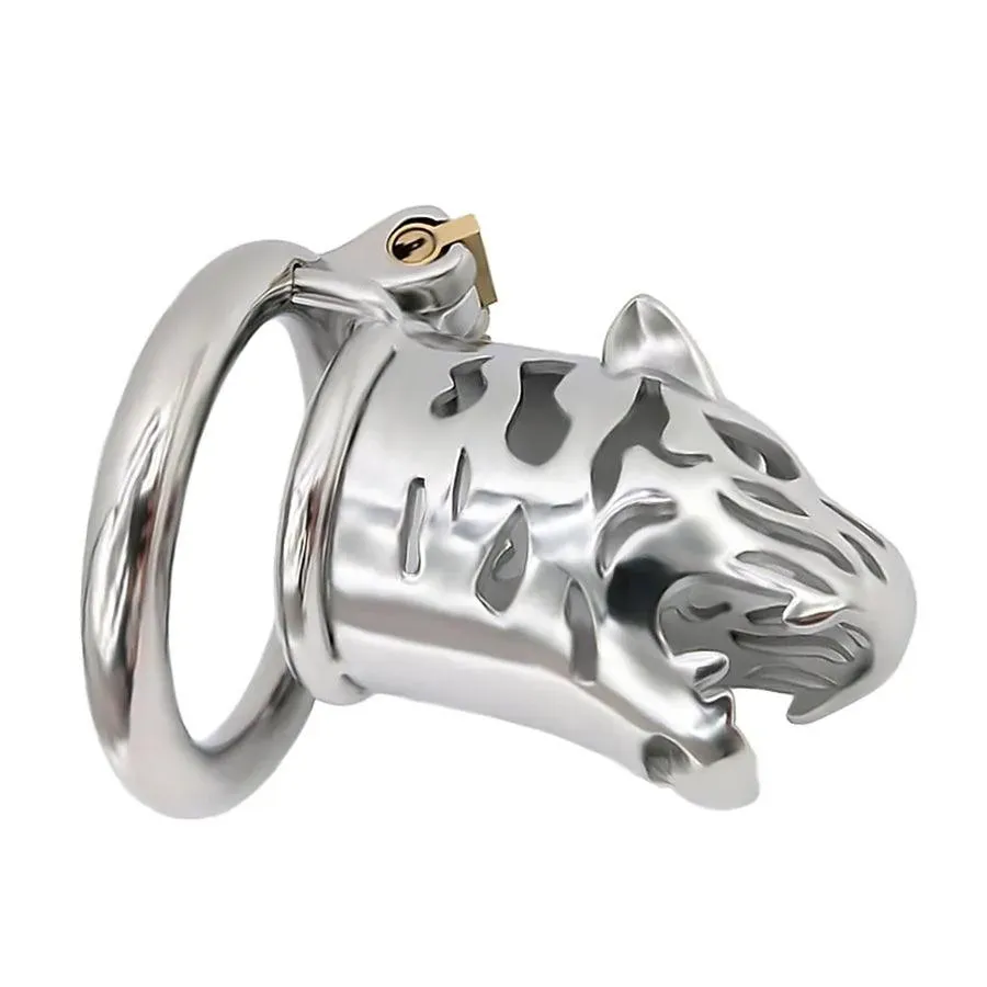 65mm Steel Tiger Head Male Chastity Cage