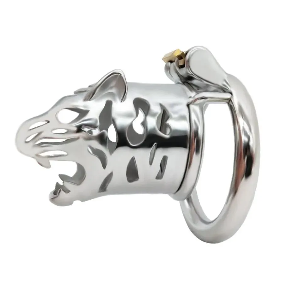 65mm Steel Tiger Head Male Chastity Cage