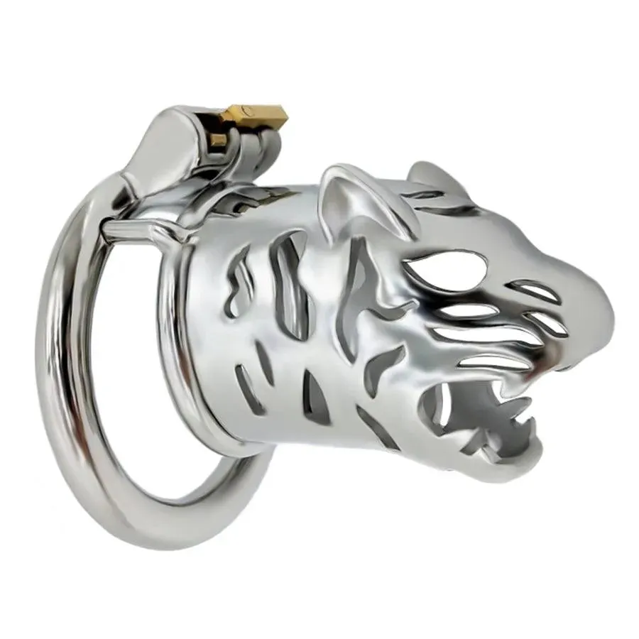65mm Steel Tiger Head Male Chastity Cage