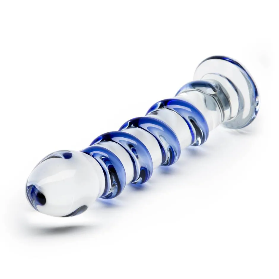 7 Inch Textured Glass Dildo - Great For Temperature Play!