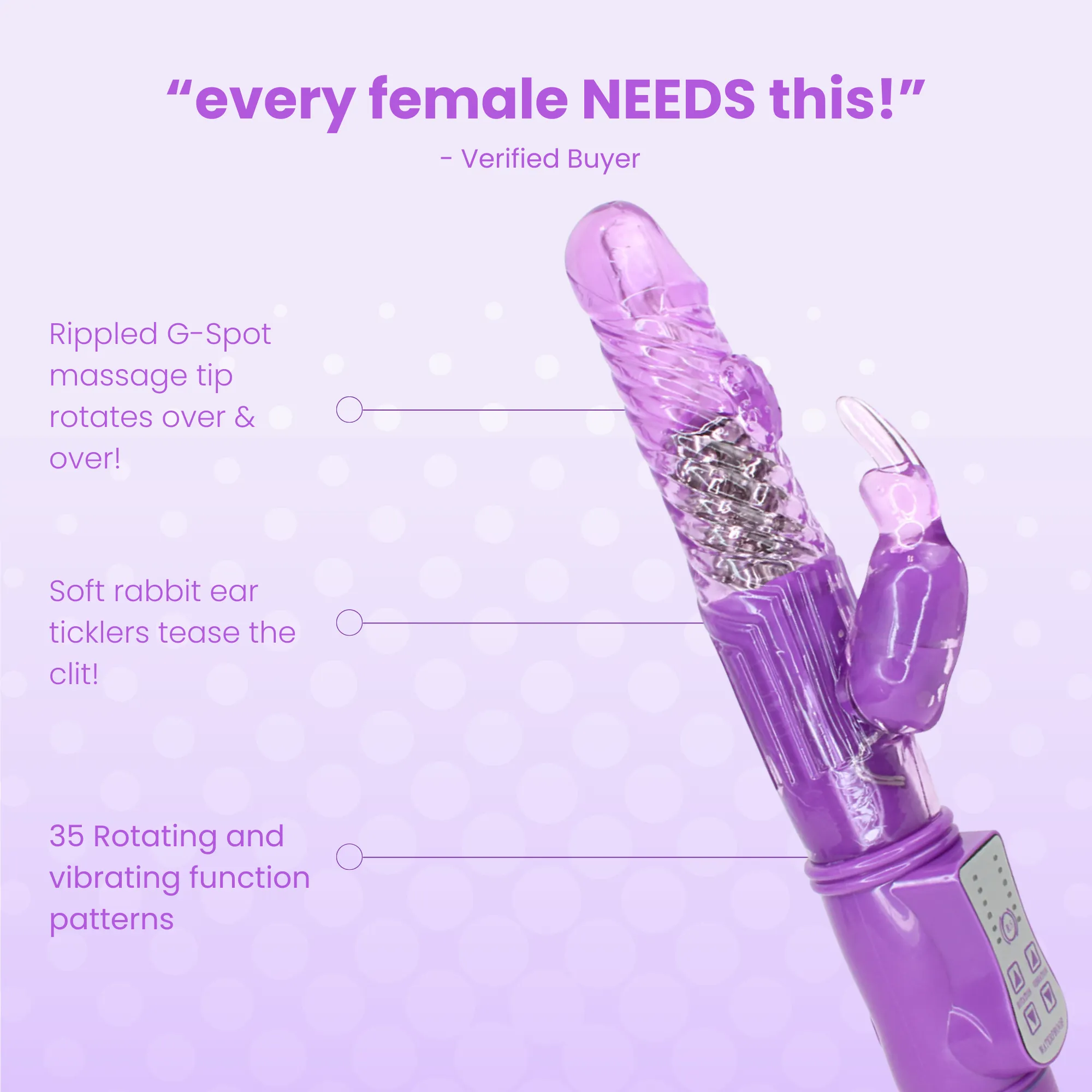 9 Inch Rotating Orgasm Rabbit in Purple