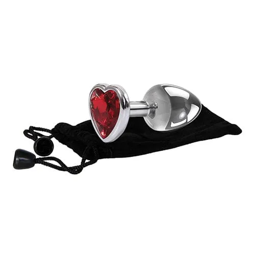 Adam & Eve - Heart Gem Metal Anal Plug Large (Red/Chrome)