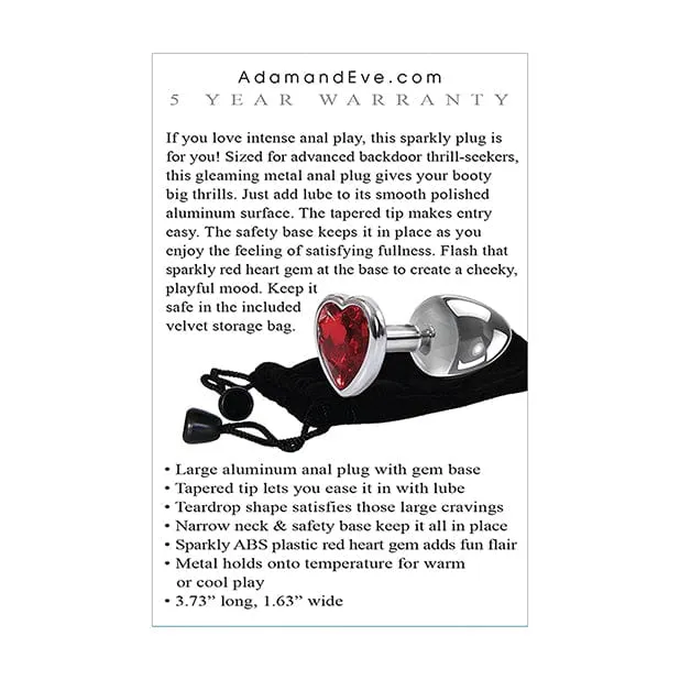 Adam & Eve - Heart Gem Metal Anal Plug Large (Red/Chrome)