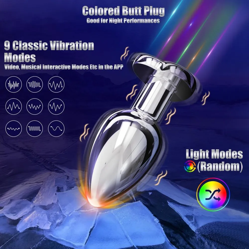 APP Control Butt Plug Heart Light Up Anal Plug with Remote Control Anal Vibrator Anal Trainer Prostate Massager