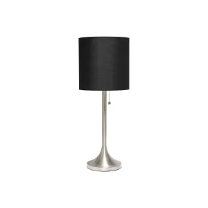 Asstd National Brand Brushed Nickel Tapered With Black Shade Metal Table Lamp - BLACK BR NICKEL ONE SIZE