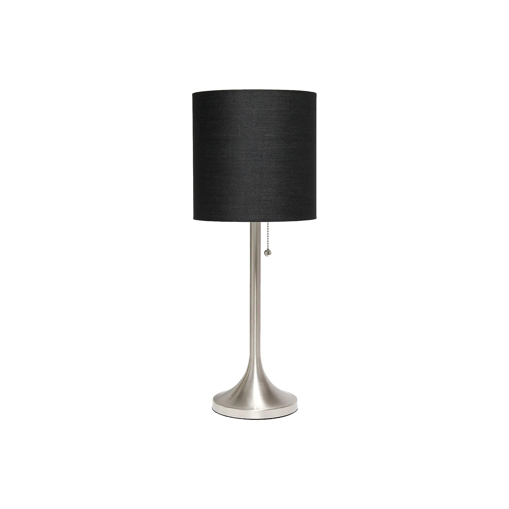 Asstd National Brand Brushed Nickel Tapered With Black Shade Metal Table Lamp - BLACK BR NICKEL ONE SIZE