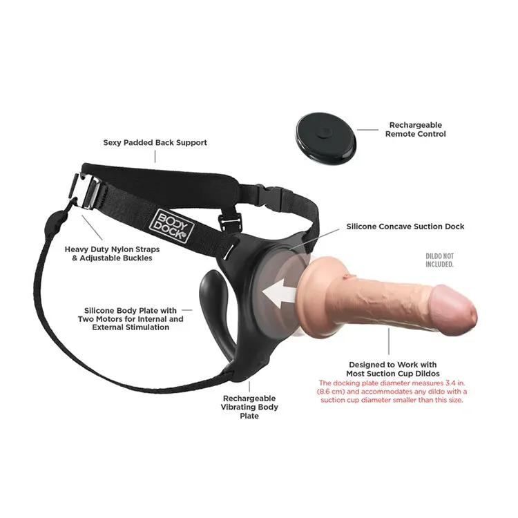 Body Dock G-Spot Pro Suction Base Harness with Vibrating Plug