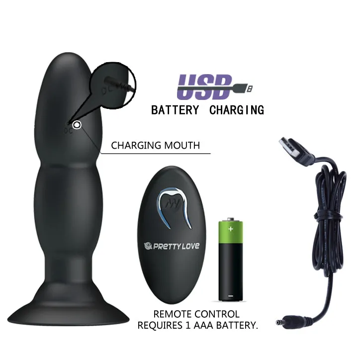 Butt Plug Rimming - Beaded Vibrating Remote-Control Anal Plug