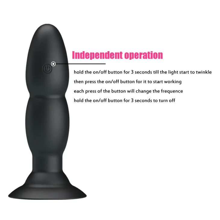 Butt Plug Rimming - Beaded Vibrating Remote-Control Anal Plug