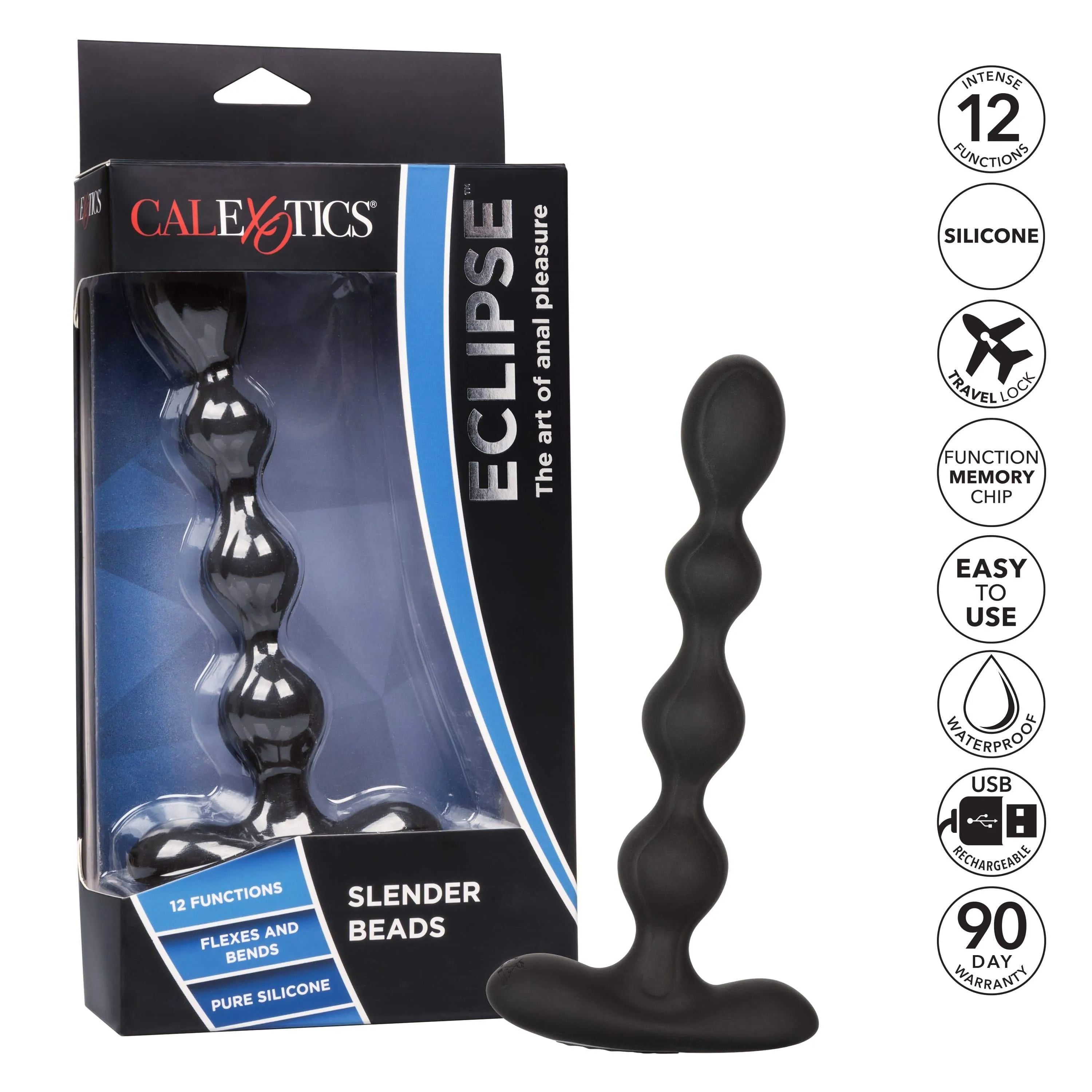 California Exotics - Eclipse Vibrating Slender Anal Beads (Black)