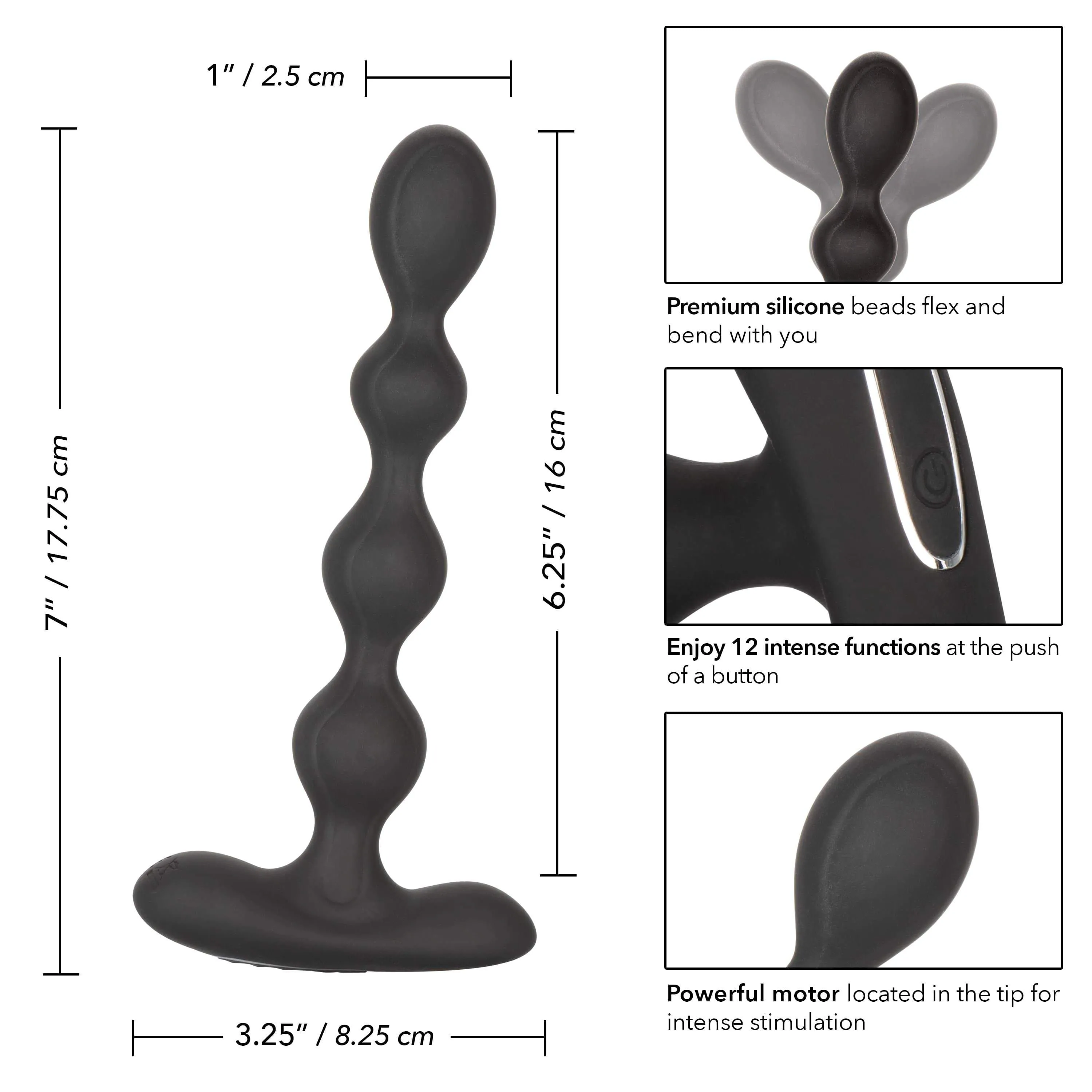 California Exotics - Eclipse Vibrating Slender Anal Beads (Black)