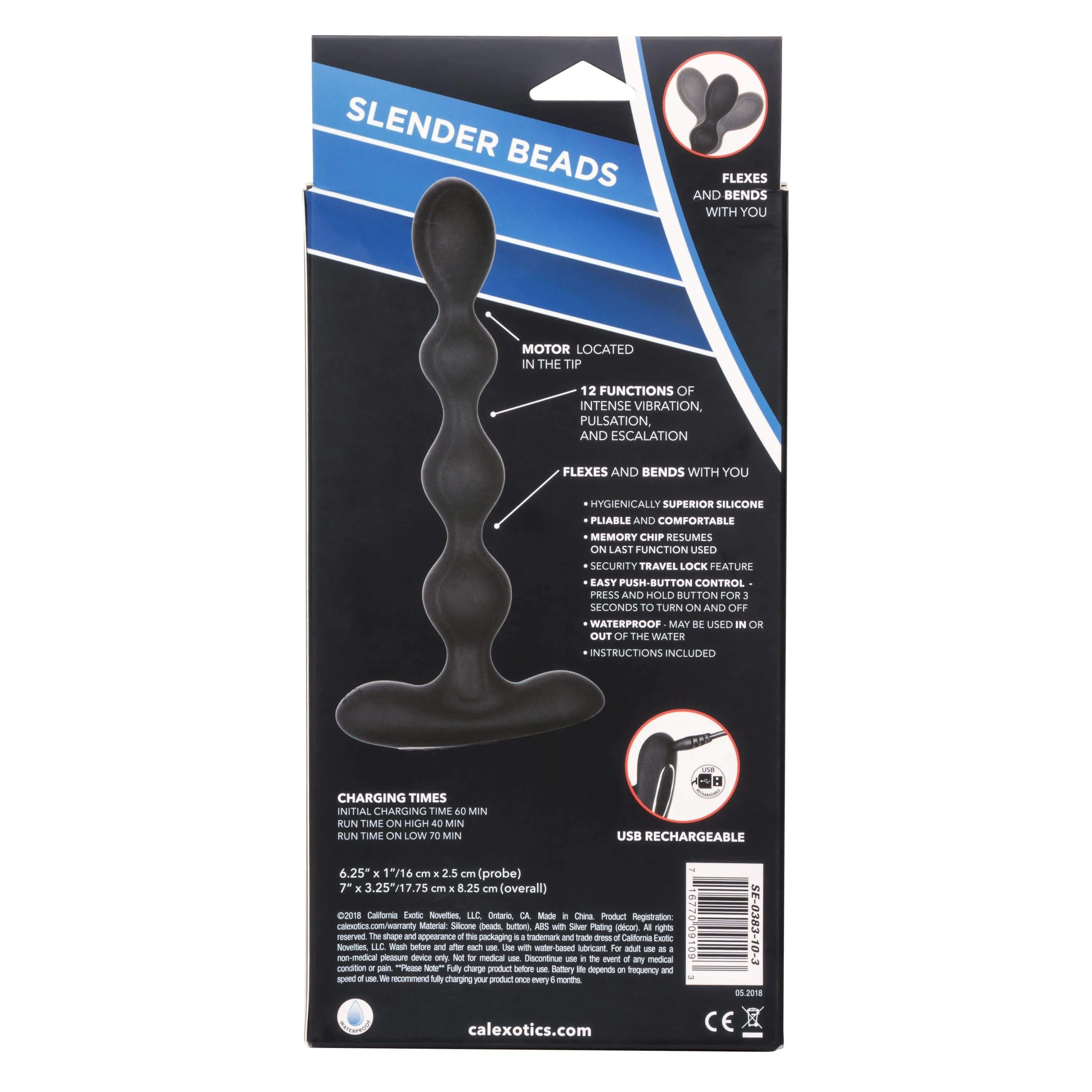 California Exotics - Eclipse Vibrating Slender Anal Beads (Black)