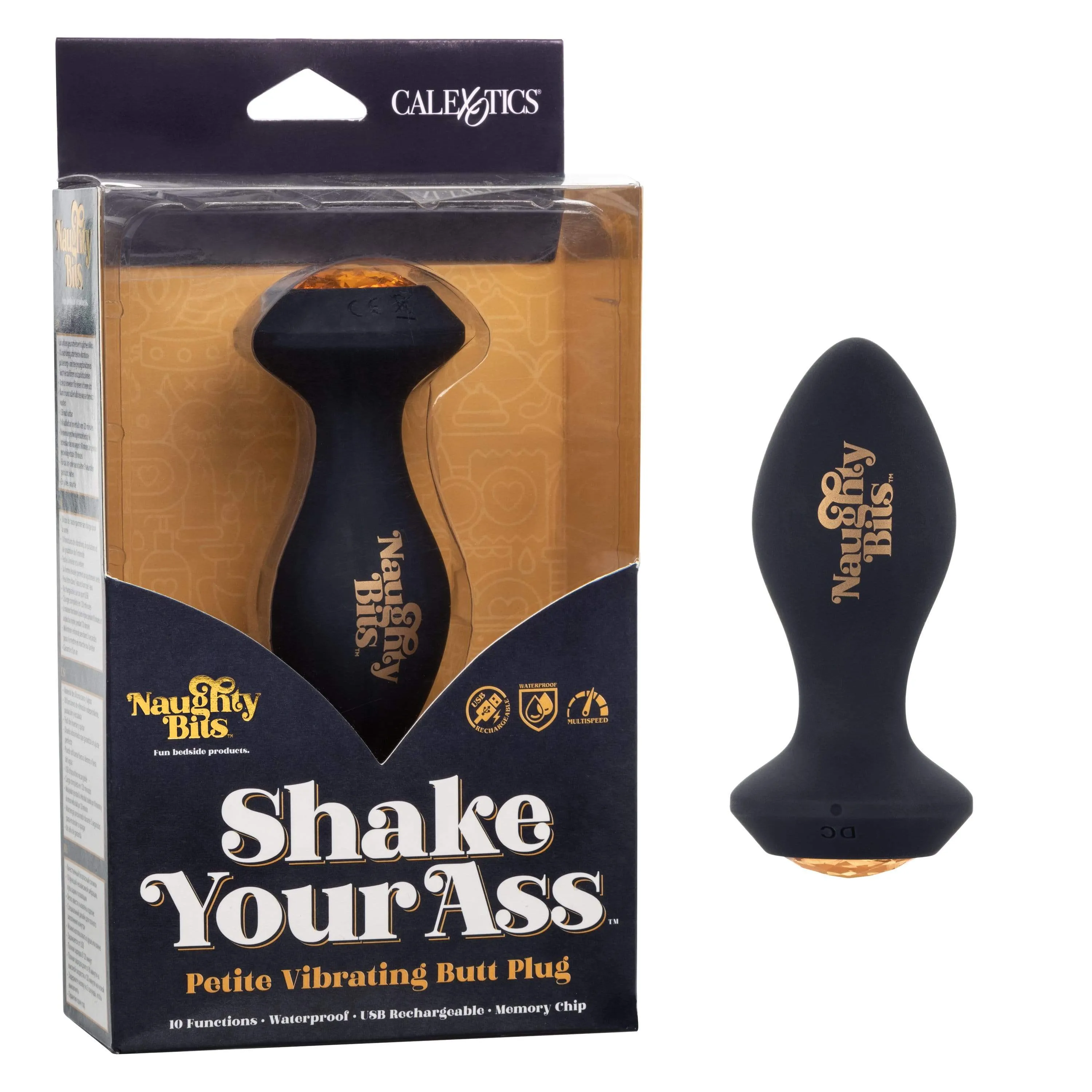 California Exotics - Naughty Bits Shake Your Ass Petite Vibrating Butt Plug (Black)