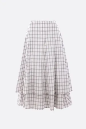 check poplin double-layer skirt