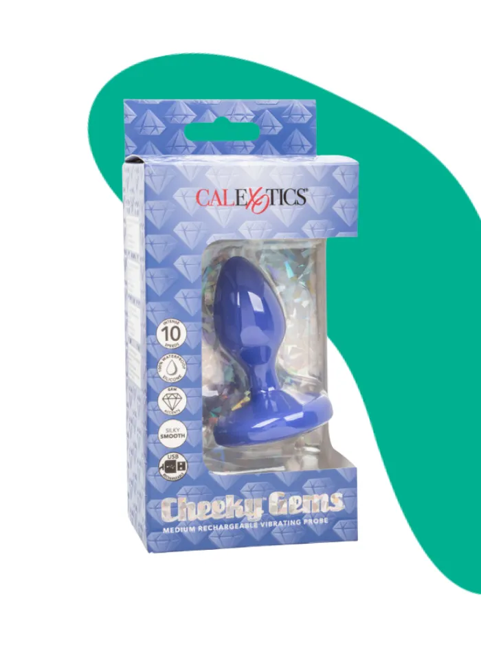 Cheeky Gems MEDIUM RECHARGEABLE VIBRATING Butt Plug Blue
