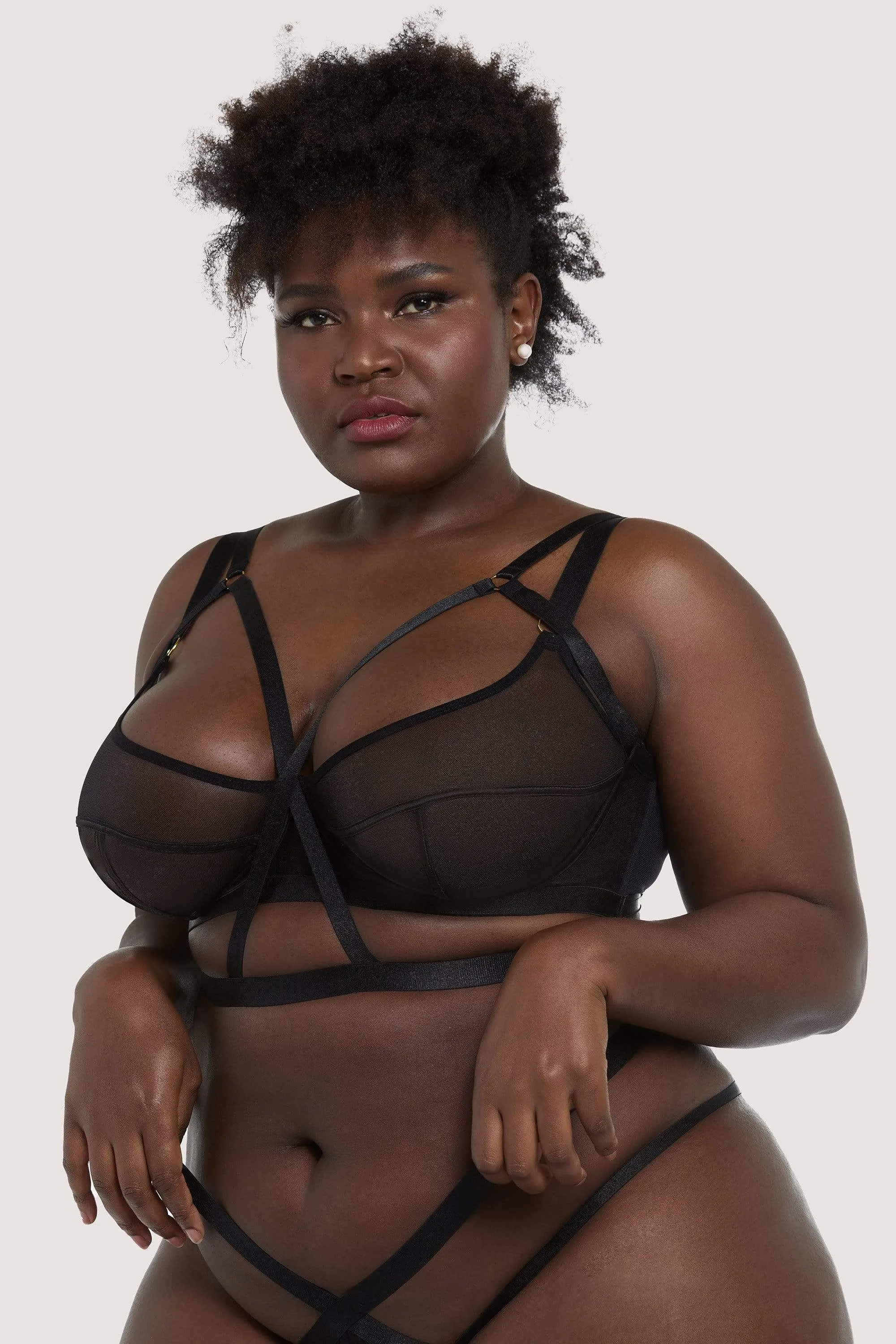 Danielle Black Harness Balcony Bra