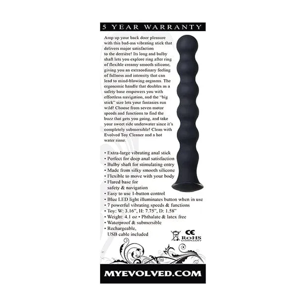 Evolved - Bottoms Up Vibrating Anal Beads (Black)