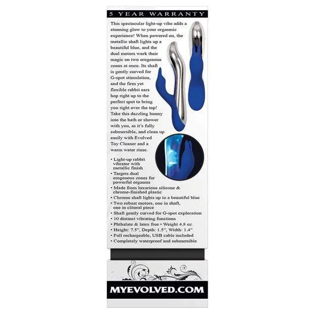 Evolved - Bunny Bright Light Up Metallic Vibrator (Blue)