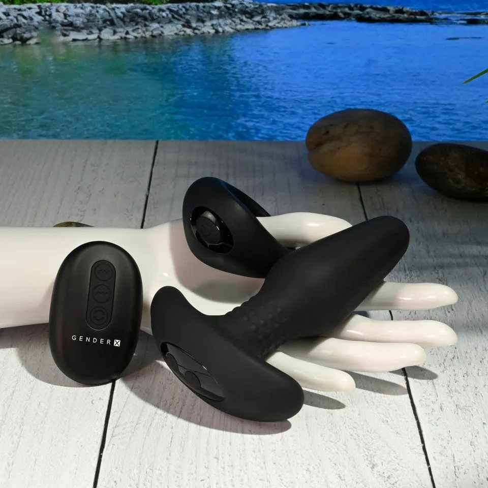 Evolved - Gender X Teamwork Remote Control Anal Plug and Cock Ring (Black)