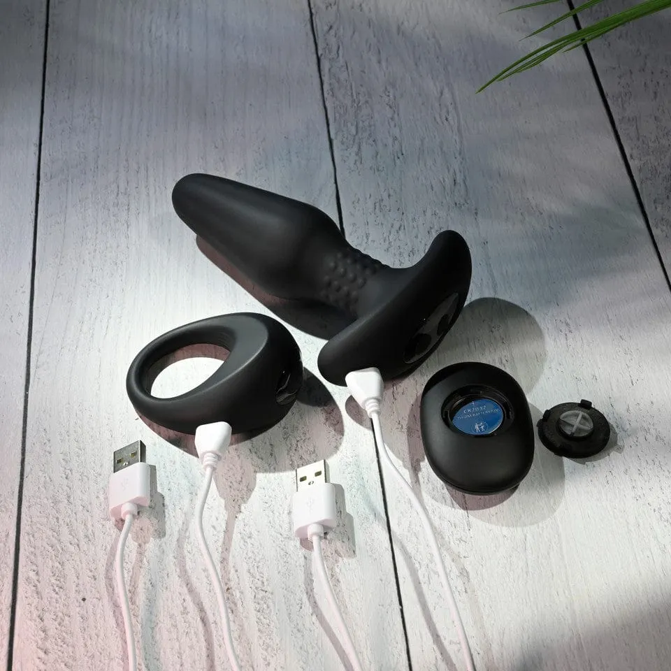 Evolved - Gender X Teamwork Remote Control Anal Plug and Cock Ring (Black)