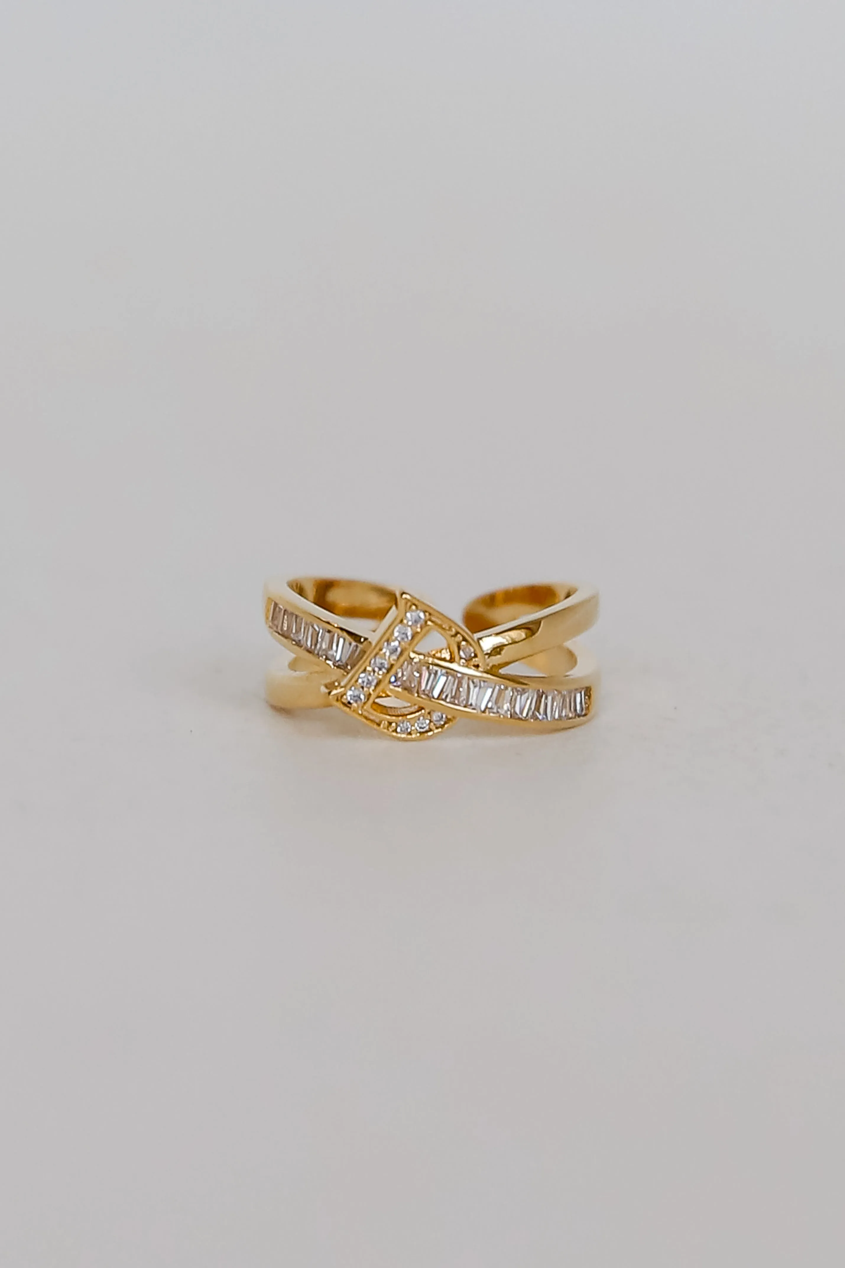 FINAL SALE - Dani Gold Rhinestone "D" Double Ring