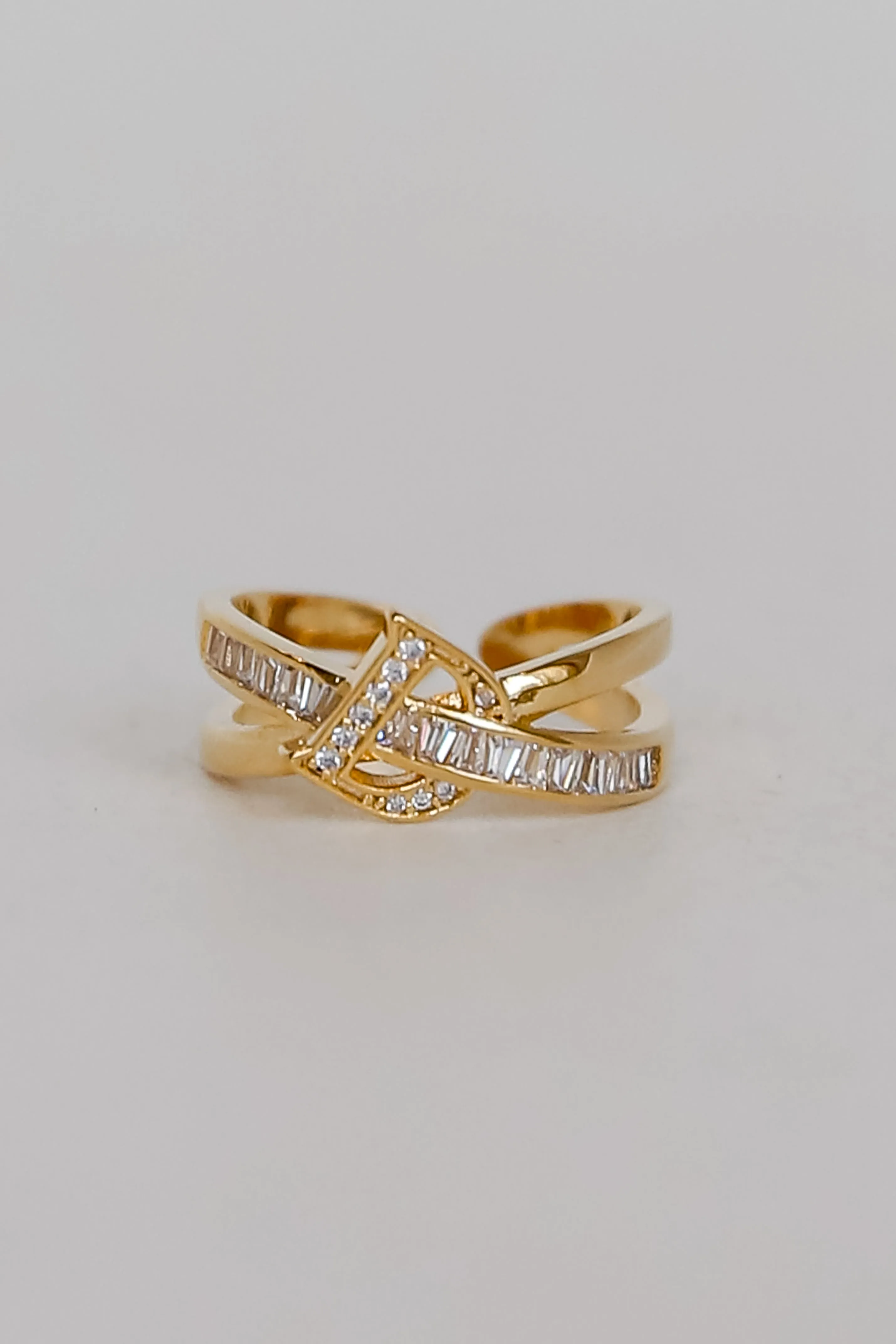 FINAL SALE - Dani Gold Rhinestone "D" Double Ring