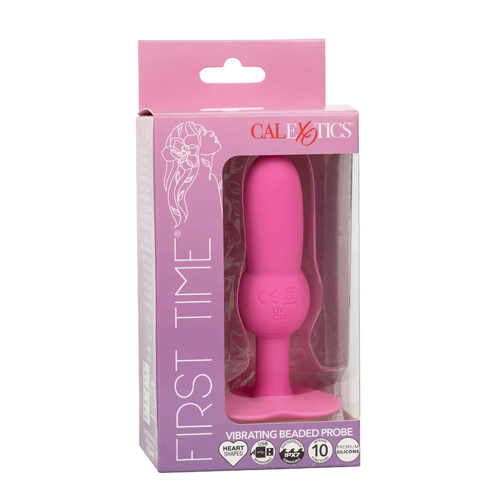 First Time Vibrating Beaded Anal Probe With Heart Base