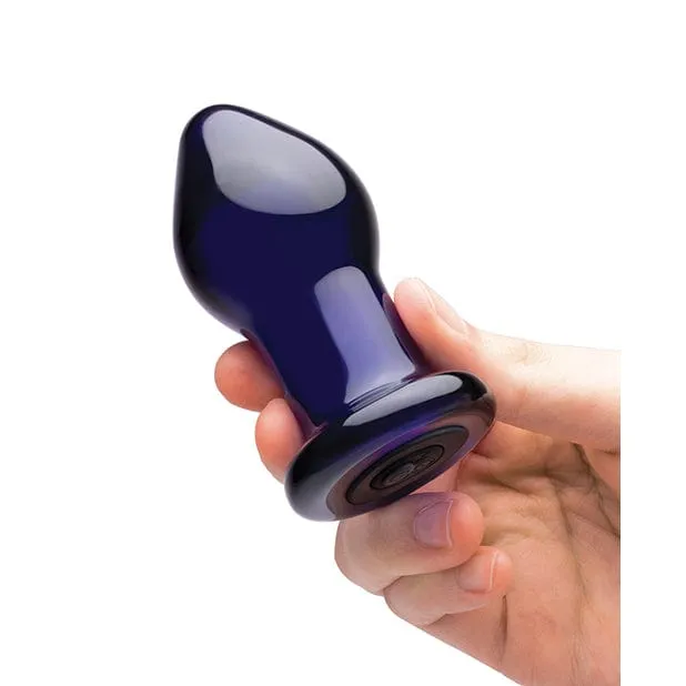 Glas - Remote Control Rechargeable Vibrating Glass Butt Plug 3.5" (Blue)