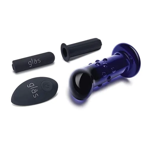 Glas - Remote Control Rechargeable Vibrating Glass Dotted G Spot P Spot Plug 4" (Blue)