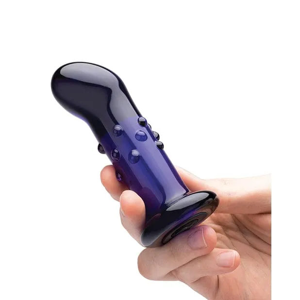 Glas - Remote Control Rechargeable Vibrating Glass Dotted G Spot P Spot Plug 4" (Blue)