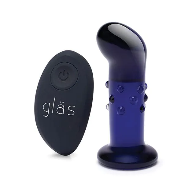 Glas - Remote Control Rechargeable Vibrating Glass Dotted G Spot P Spot Plug 4" (Blue)