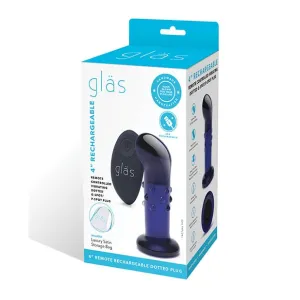 Glas - Remote Control Rechargeable Vibrating Glass Dotted G Spot P Spot Plug 4" (Blue)