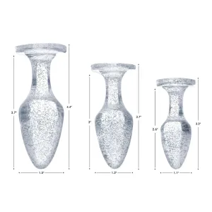 Glitter Gem Anal Plug Set - Silver