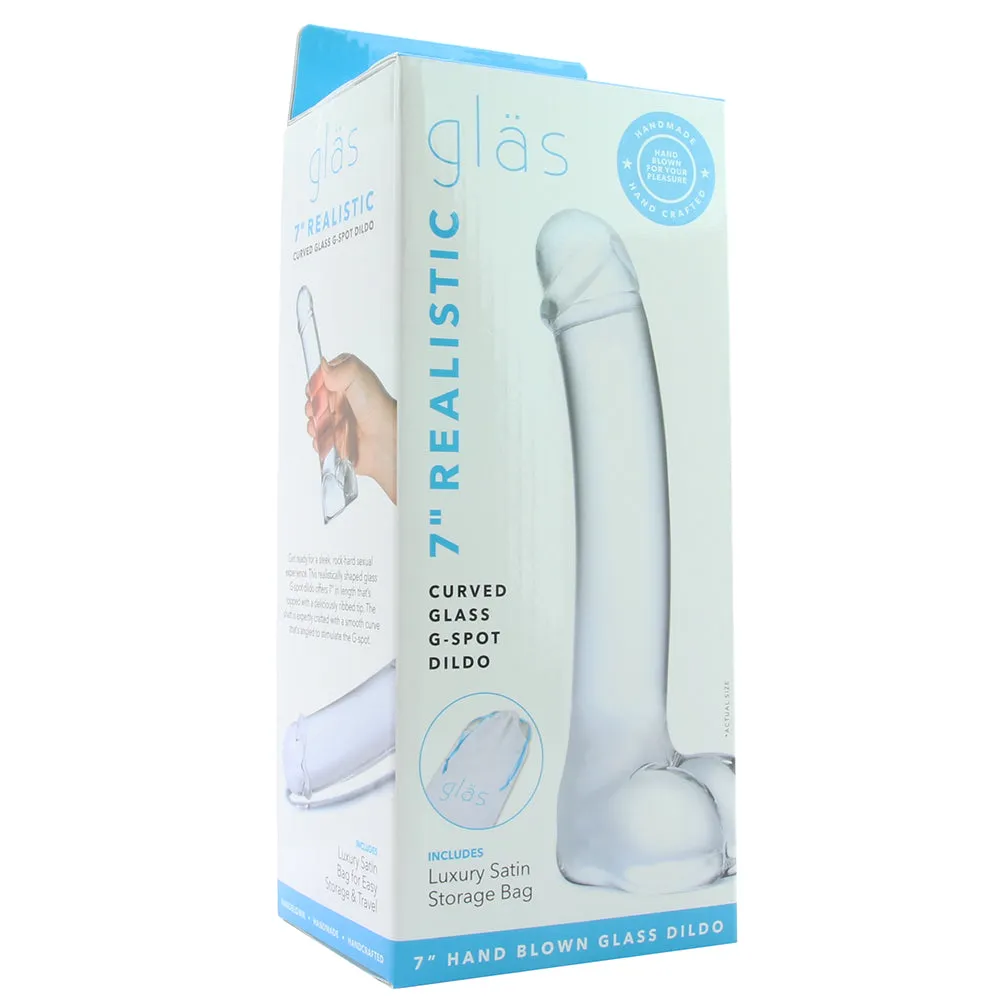 gläs 7 Inch Realistic Curved G-Spot Glass Dildo