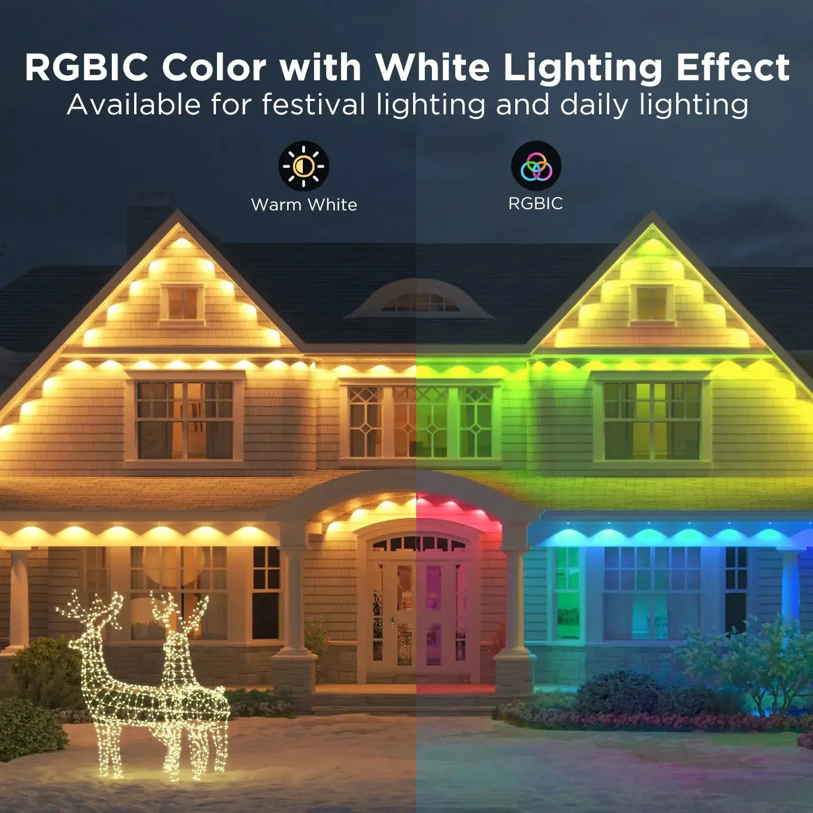 Govee H805AA01 Wi-Fi RGBIC Outdoor Permanent String Lights 100ft - White