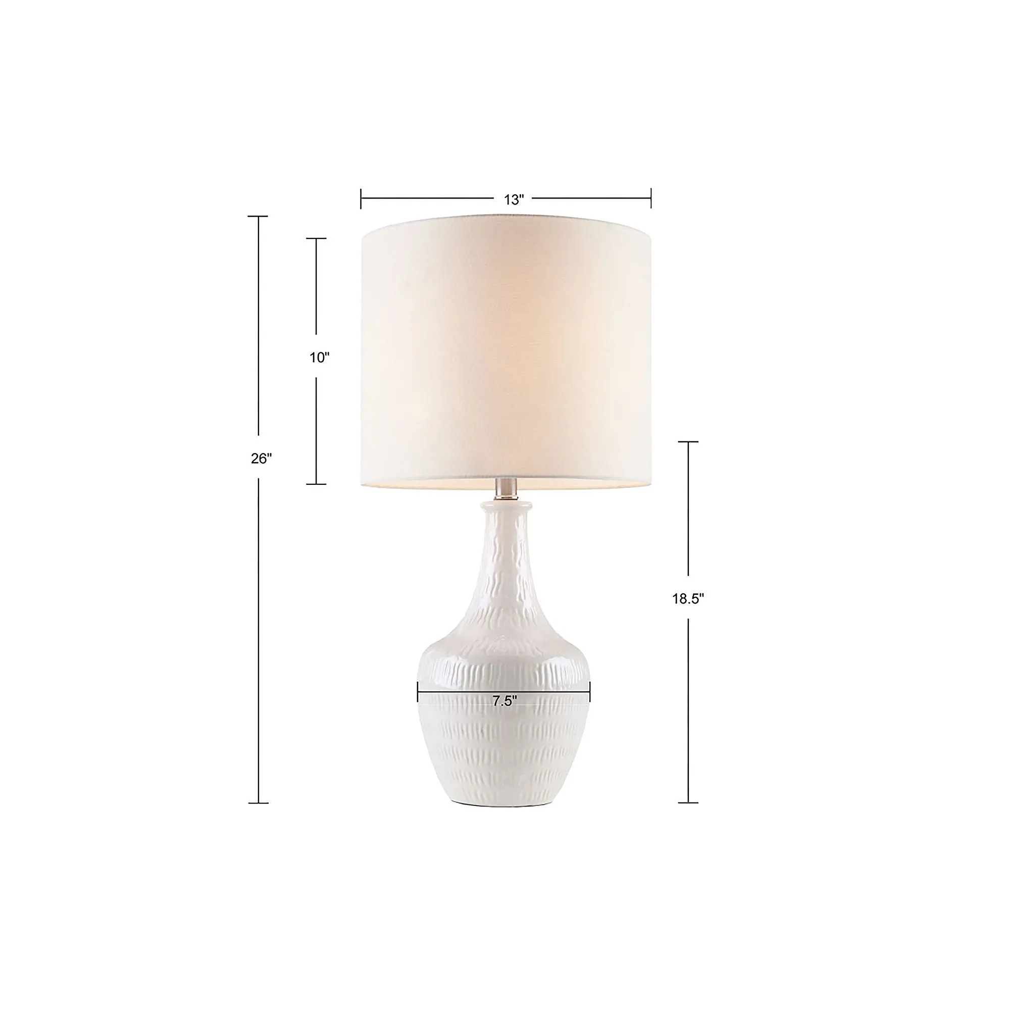 Hampton Hill Celine Textured Ceramic Table Lamp - WHITE ONE SIZE