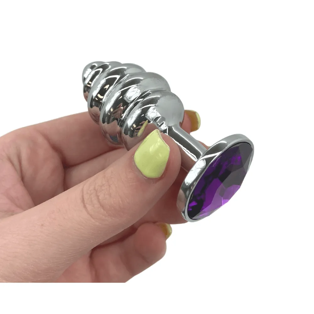 Jewel Metal Booty Plug - Rippled for Intense Sensations!