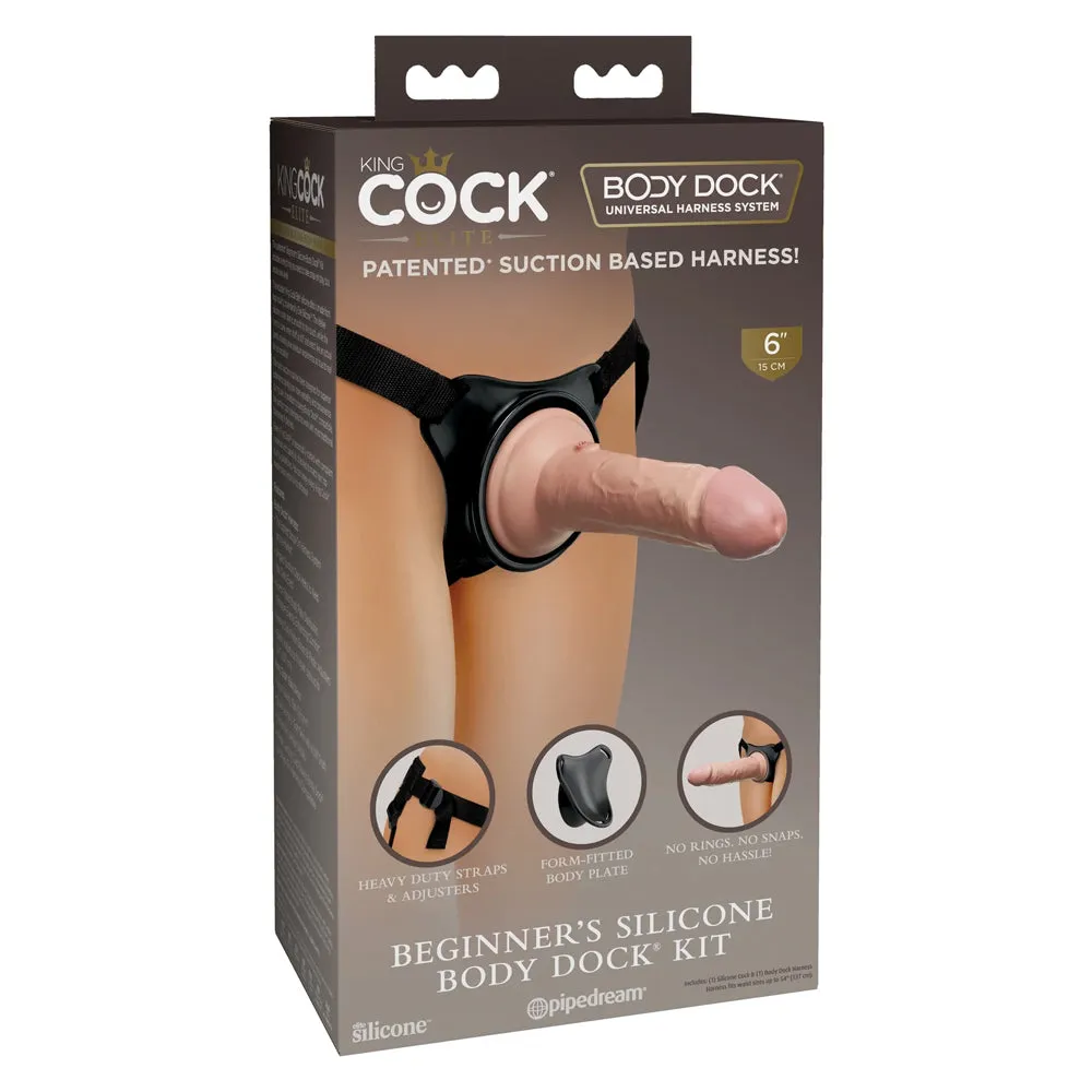 King Cock Elite Beginner's Silicone Body Dock Harness & 6" Dildo Kit