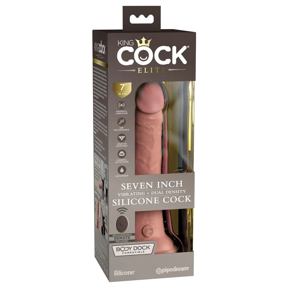 King Cock Elite Vibrating 7" Dual Density Silicone Dildo