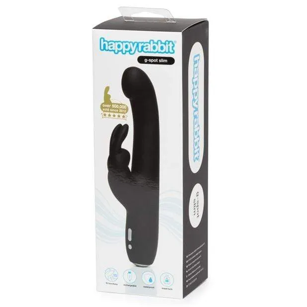 Love Honey - Happy Rabbit Slimline G Spot Rabbit Vibrator (Black)