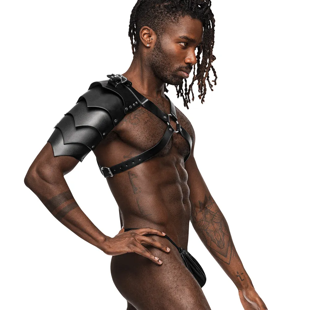 Male Power Aquarius Faux Leather Chest Harness With Shoulder Shield