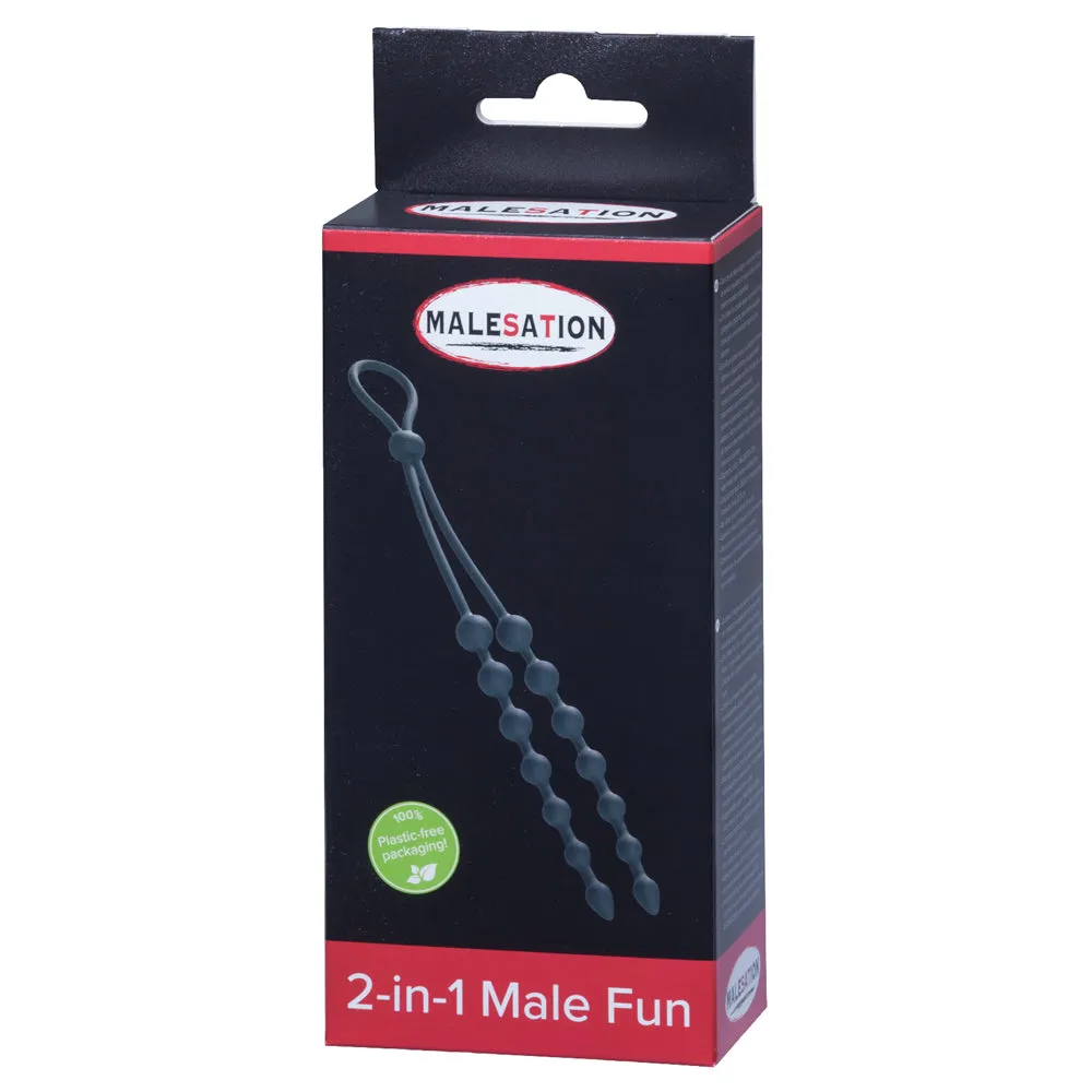 Malesation 2-In-1 Male Fun Cock Ring & Dual Anal Beads