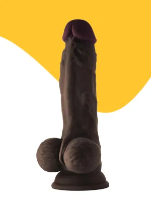 Model A SHAFT ALWAYS UP Flexiskin Liquid Silicone Realistic Dildo with Balls Mahogany
